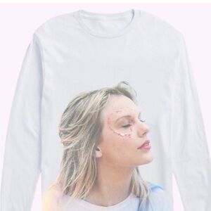 Taylor Swift Lover Era Pink Glitter Heart Album Photo Long Sleeve T-Shirt